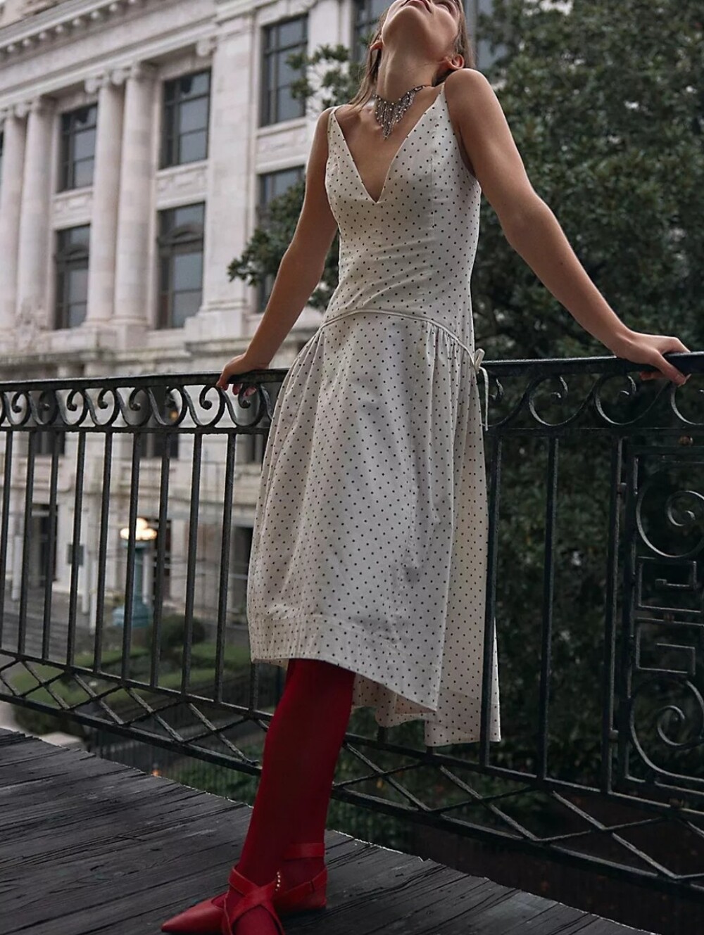 Free People Julep Polka Dot Midi Dress Vintage Combo SZ‎ L - Picture 5 of 14